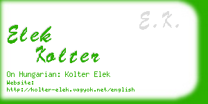 elek kolter business card